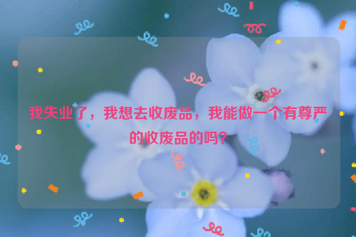 我失業(yè)了，我想去收廢品，我能做一個有尊嚴的收廢品的嗎？